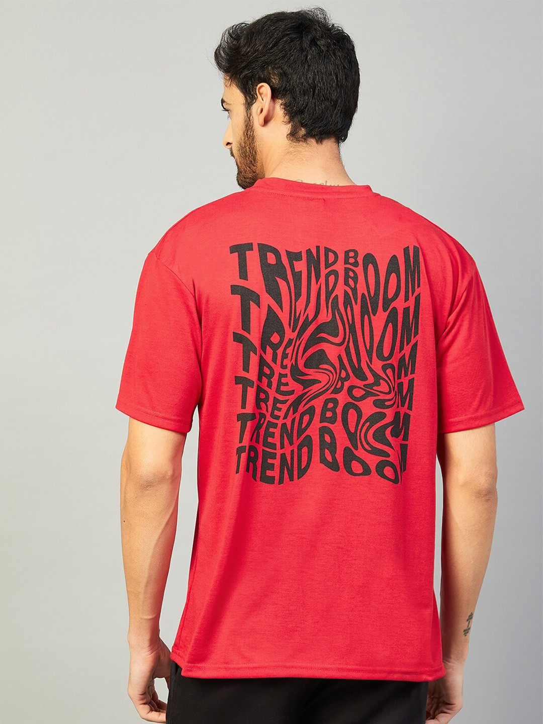 GRITSTONES Typography Printed Oversize Cotton T-shirt