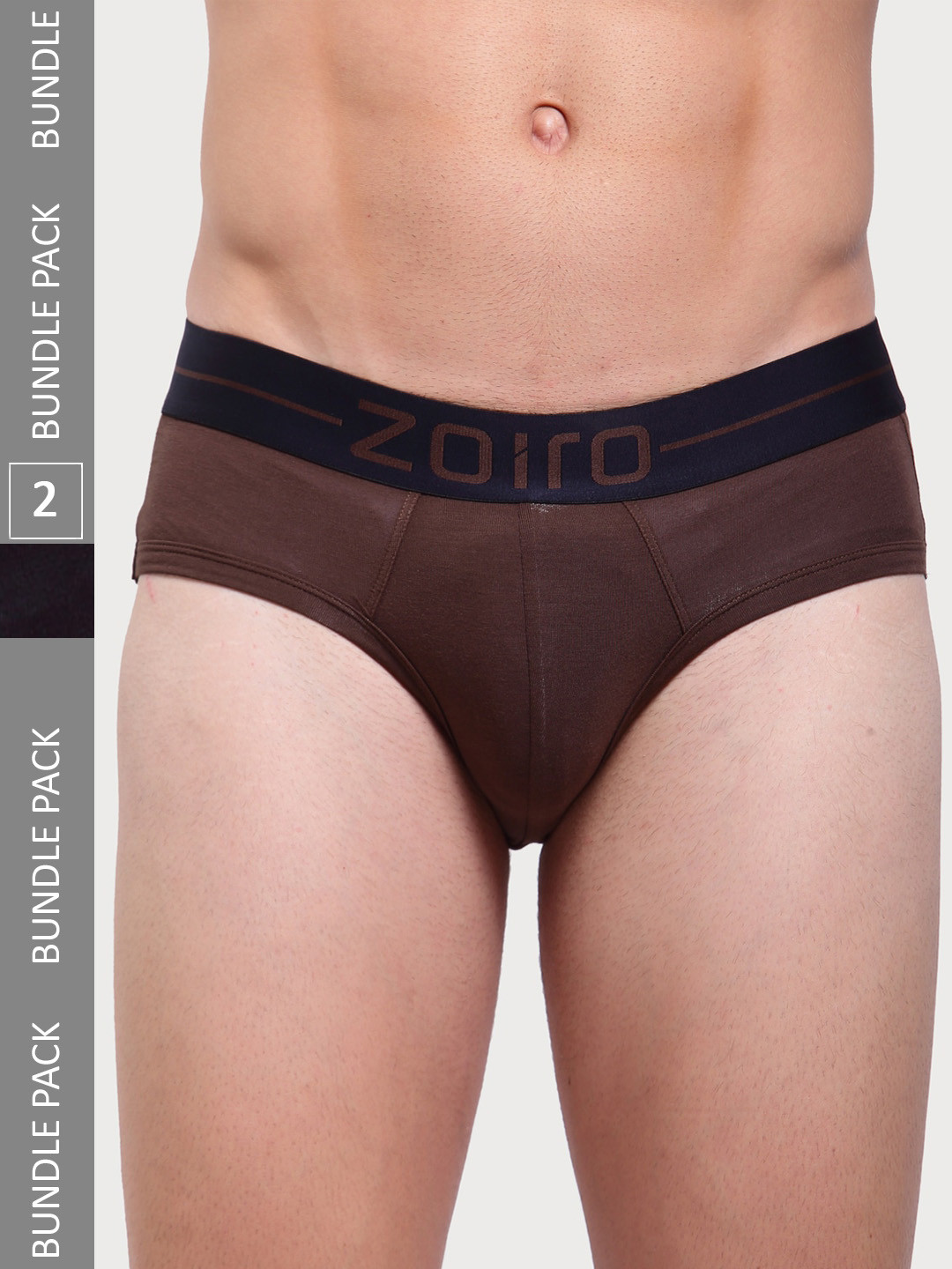 Zoiro Men Pack Of 2 Mid-Rise Basic Briefs SOFTSBRIEFCanteen+BLACK(REDELASTICBRANDING)