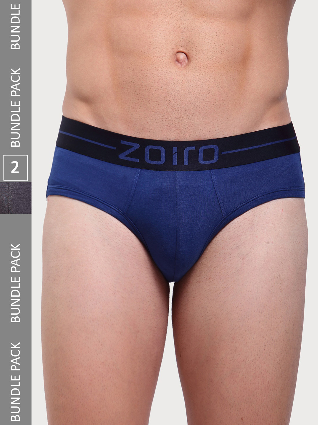 Zoiro Men Pack Of 2 Mid-Rise Basic Briefs SOFTSBRIEFFederalBlue