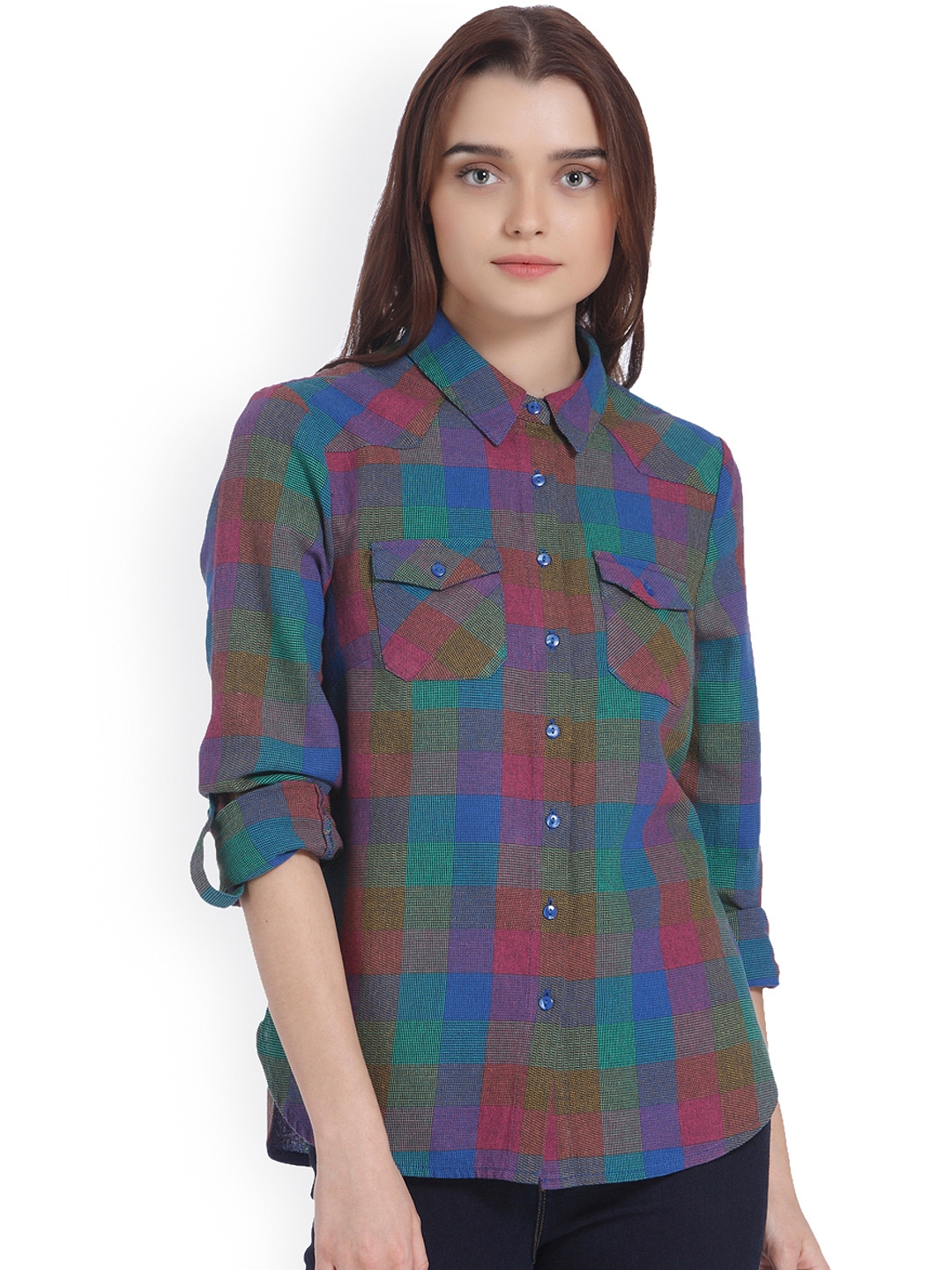 møde Sympatisere I fare Buy Vero Moda Women Multicoloured Regular Fit Checked Casual Shirt - Shirts  for Women 2160100 | Myntra