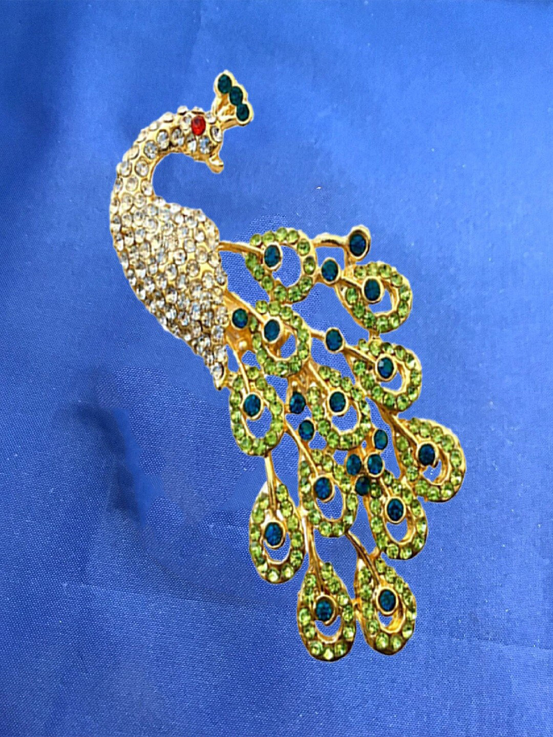 Mahi Crystal-Studded Peacock Brooch