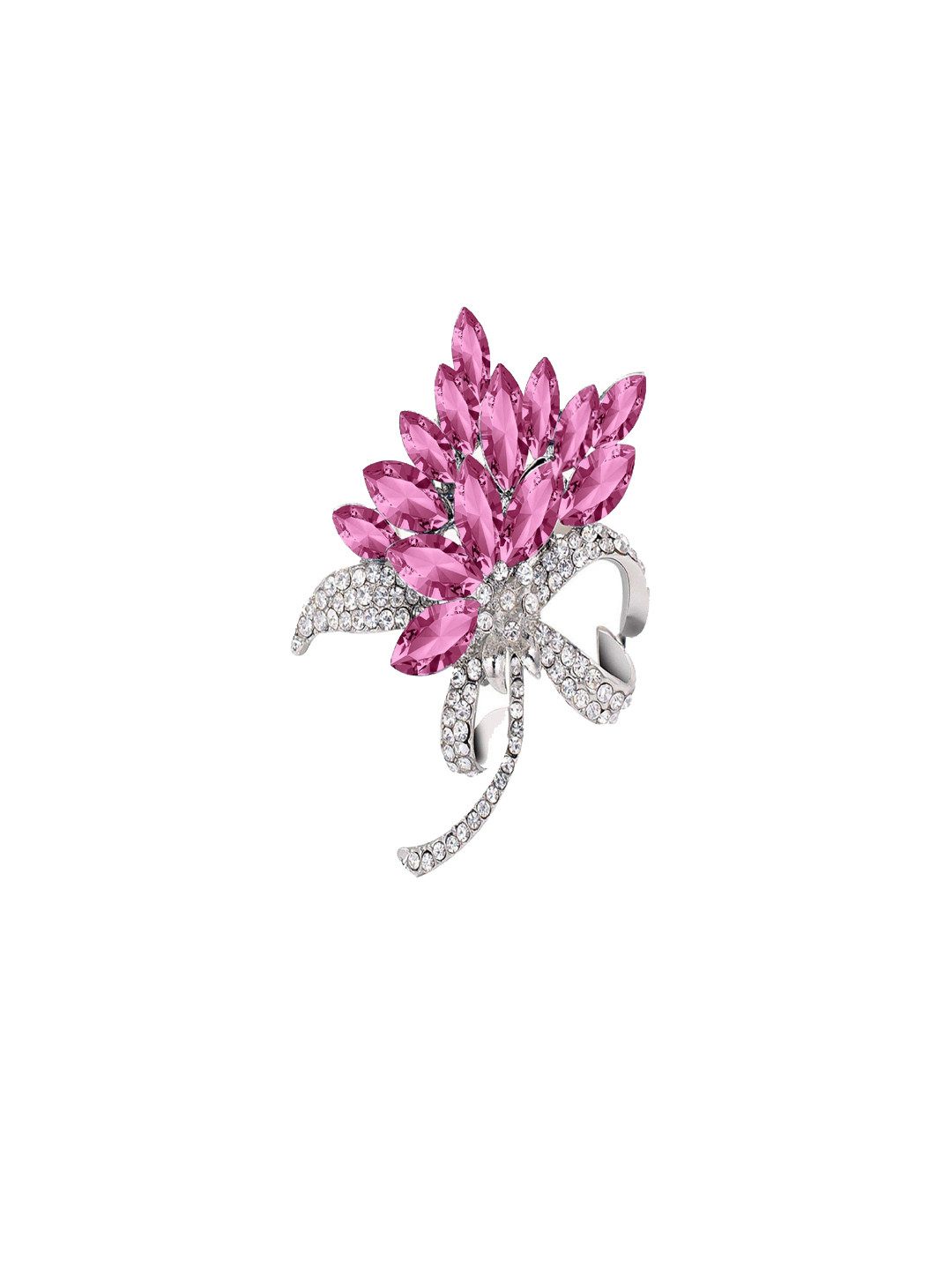 Mahi Silver-Plated Alloy Crystal Brooch