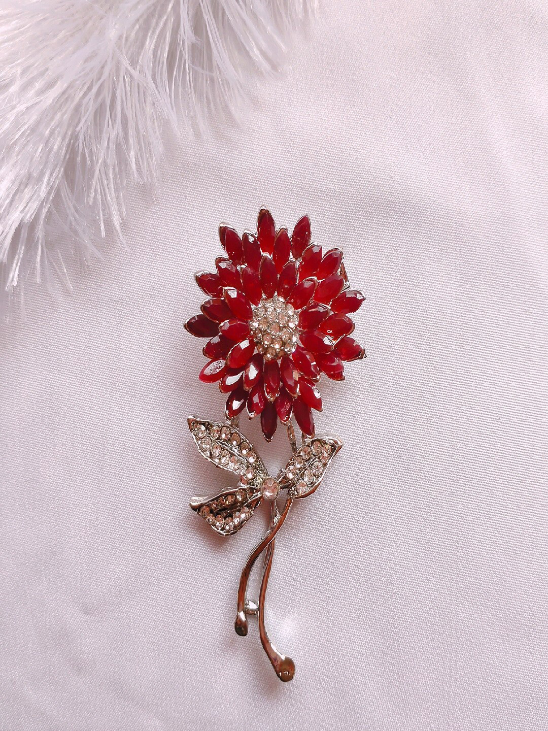 Mahi Stone Studded Sunflower Brooch