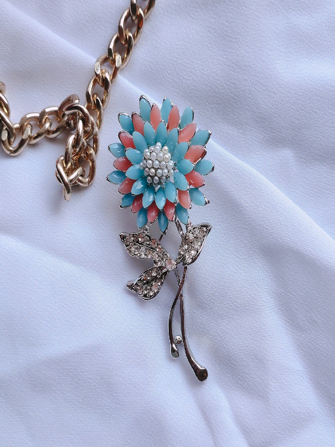 Mahi Women Stone Studded Sunflower Shaped Brooch