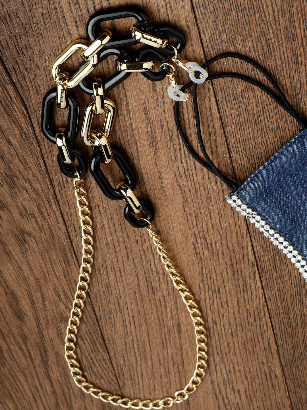 VOGUE PANASH Women Black & Gold-Toned Mask & Goggles Chain