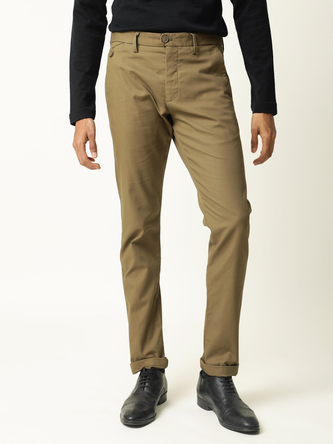 RARE RABBIT Men Jacob Mid-Rise Cotton Slim Fit Trouser