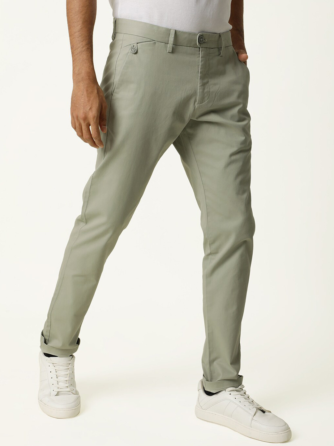 RARE RABBIT Men Jacob Mid-Rise Cotton Slim Fit Trouser