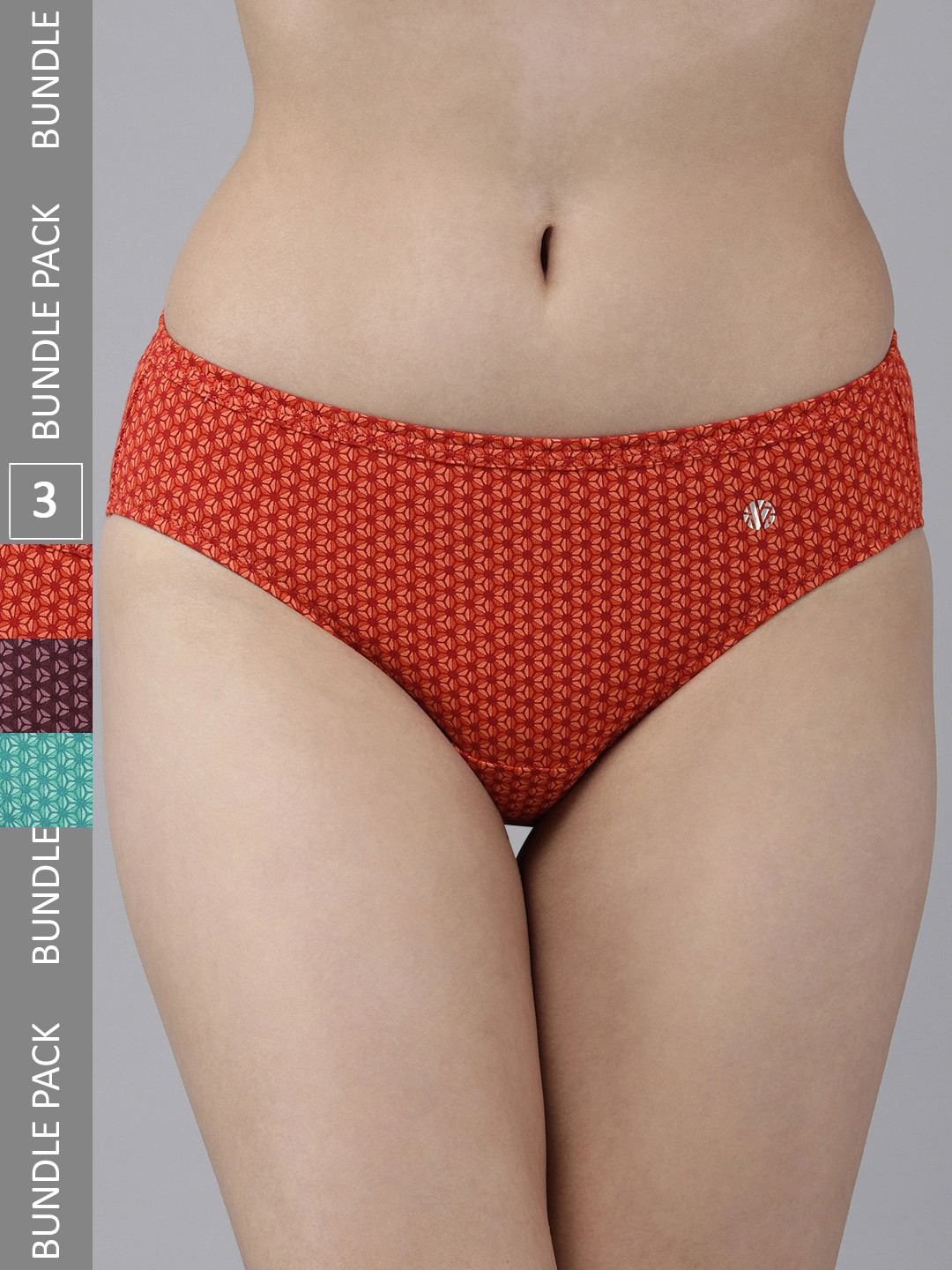 Van Heusen Women Dark Assorted Print Pack of 3 Anti Bacterial Waistband Bikini Panty