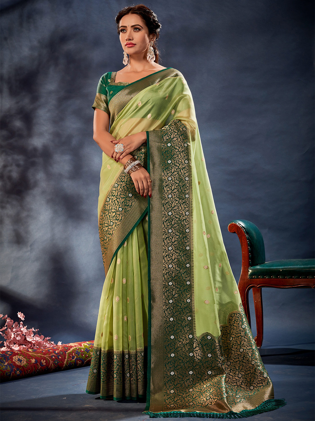 elora Woven Design Organza Saree