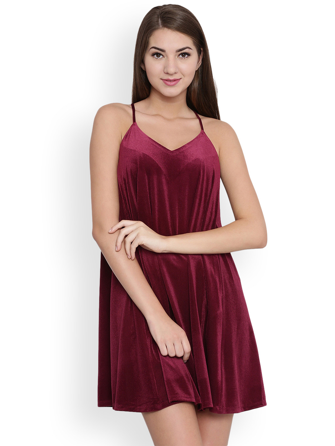 Buy Avirate Women Magenta Solid A Line Dress Dresses for Women