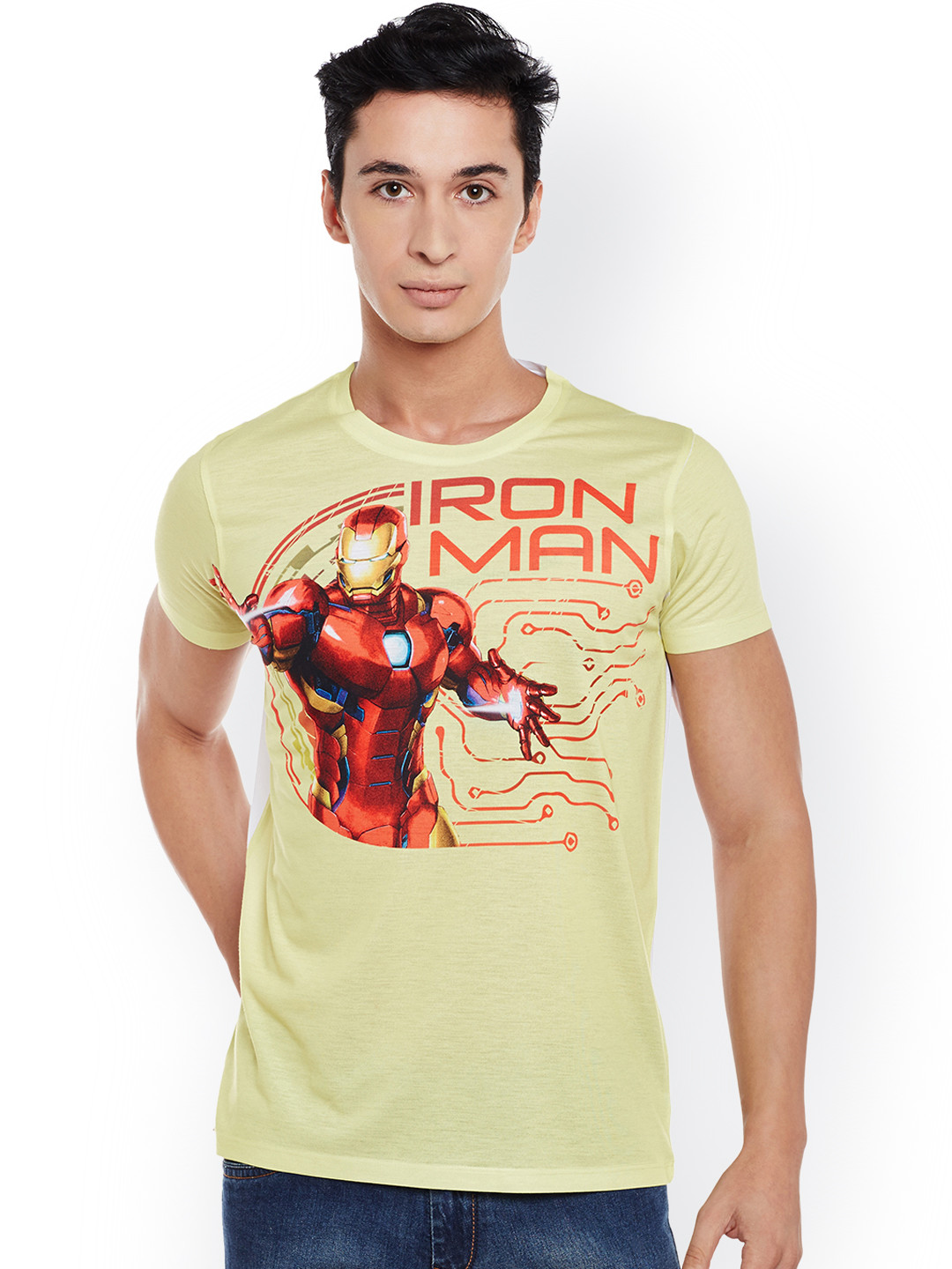 Price History of Marvel Avengers Men Yellow Printed Round Neck T