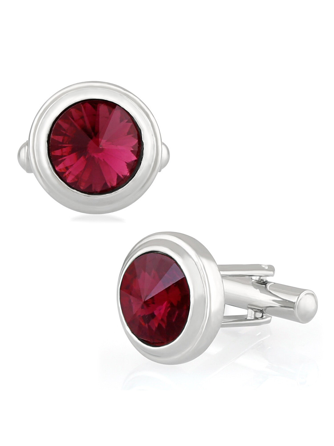 Mahi Rhodium-Plated Solitaire Crystal Cufflink