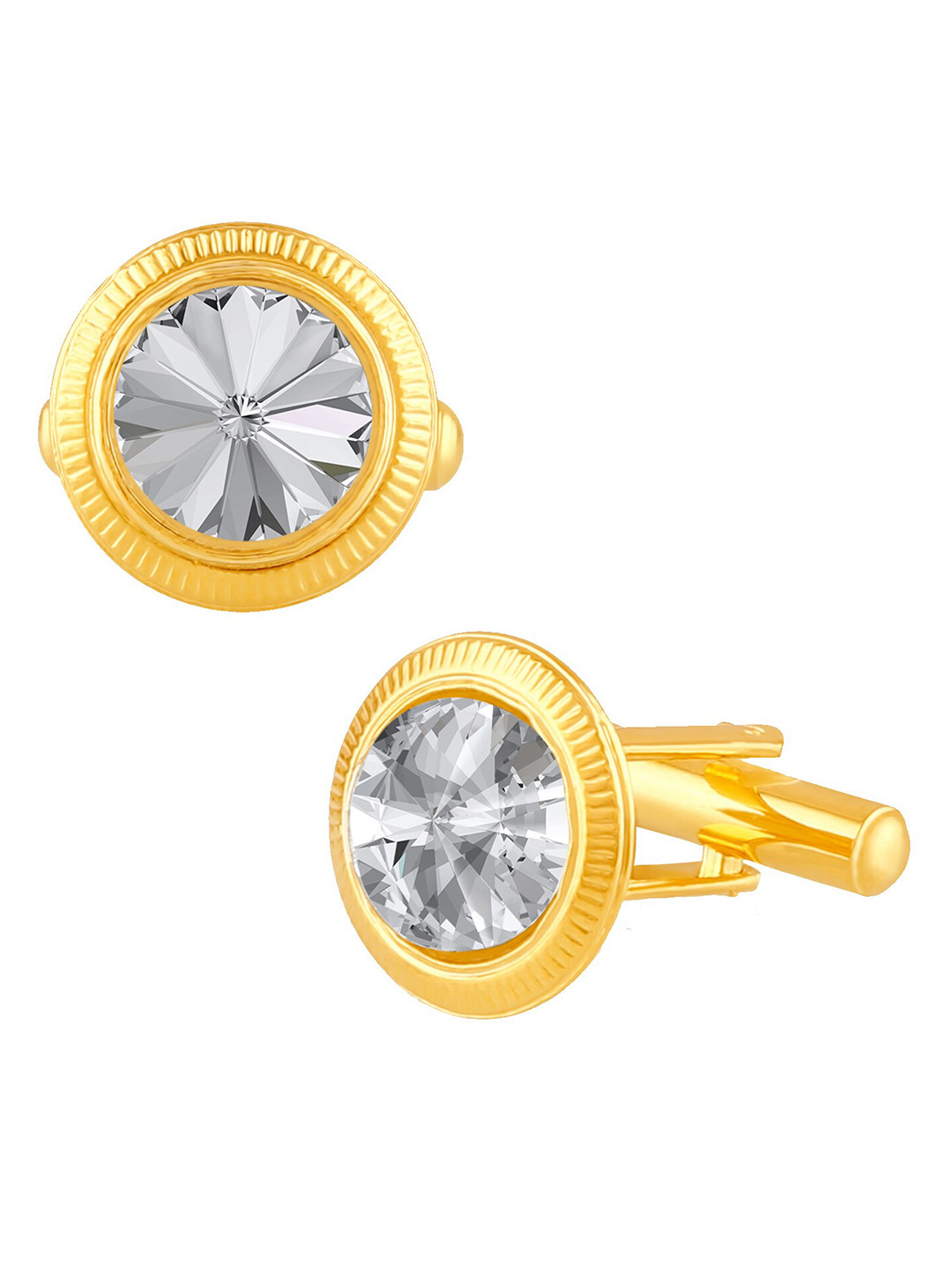 Mahi Gold-Plated Floral Designer Crystal Cufflink
