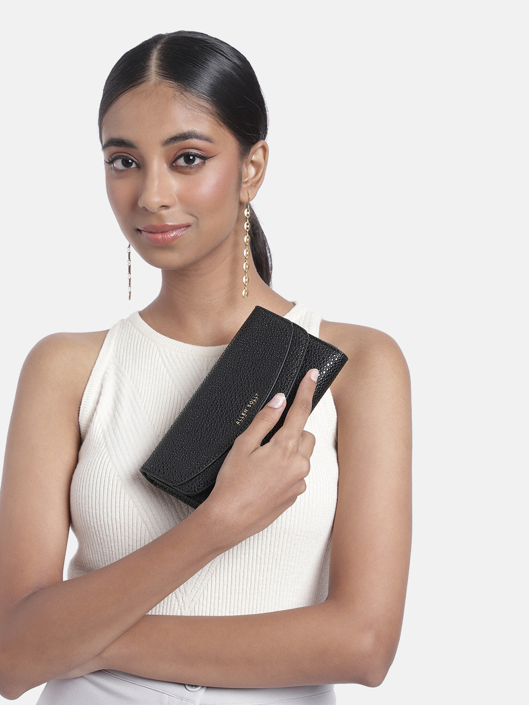 Allen Solly Women Micro Geometric Textured Envelope Wallet