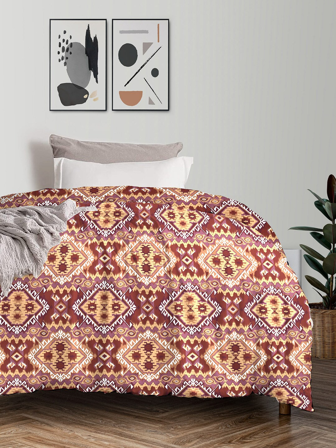 MYTRIDENT Feather Tales Geometric Mild Winter 150 GSM Pure Cotton Single Bed Comforter