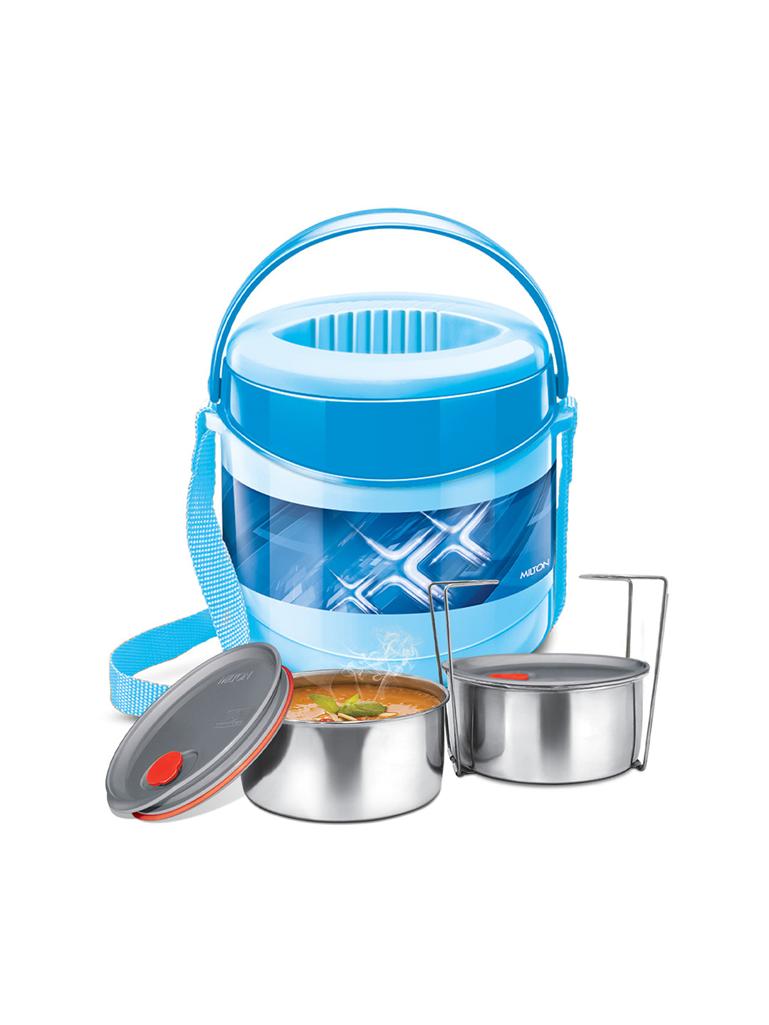 Milton Econa Deluxe Set Of 2 Blue Stainless Steel Tiffin Box 260 ml Each