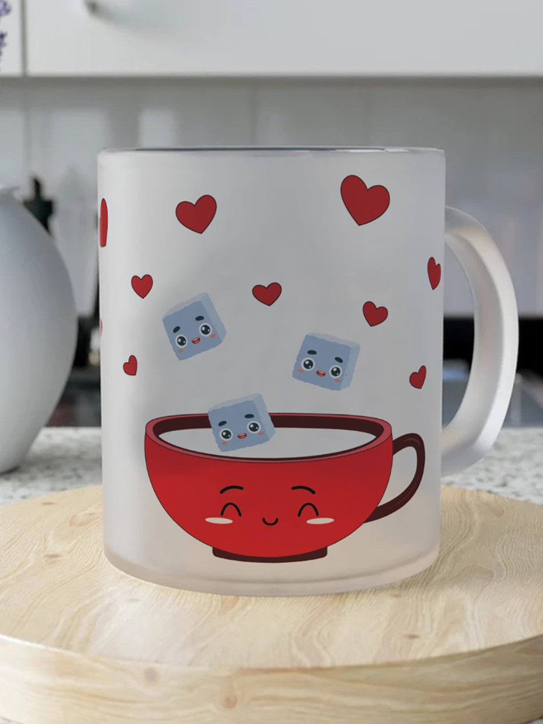 Indigifts Charan Name Personalised White Graphic Glass Microwave Safe Mug-325ml