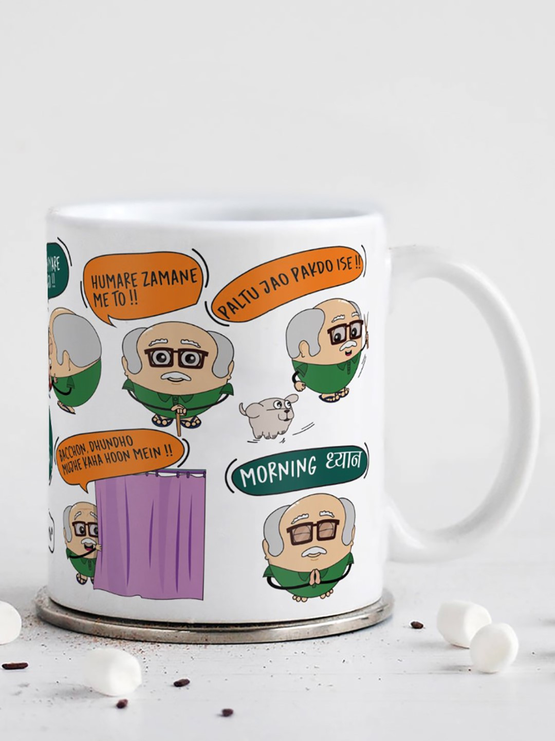 Indigifts Happy Thanks Giving Day White Typography Ceramic Handmade Mug-325ml