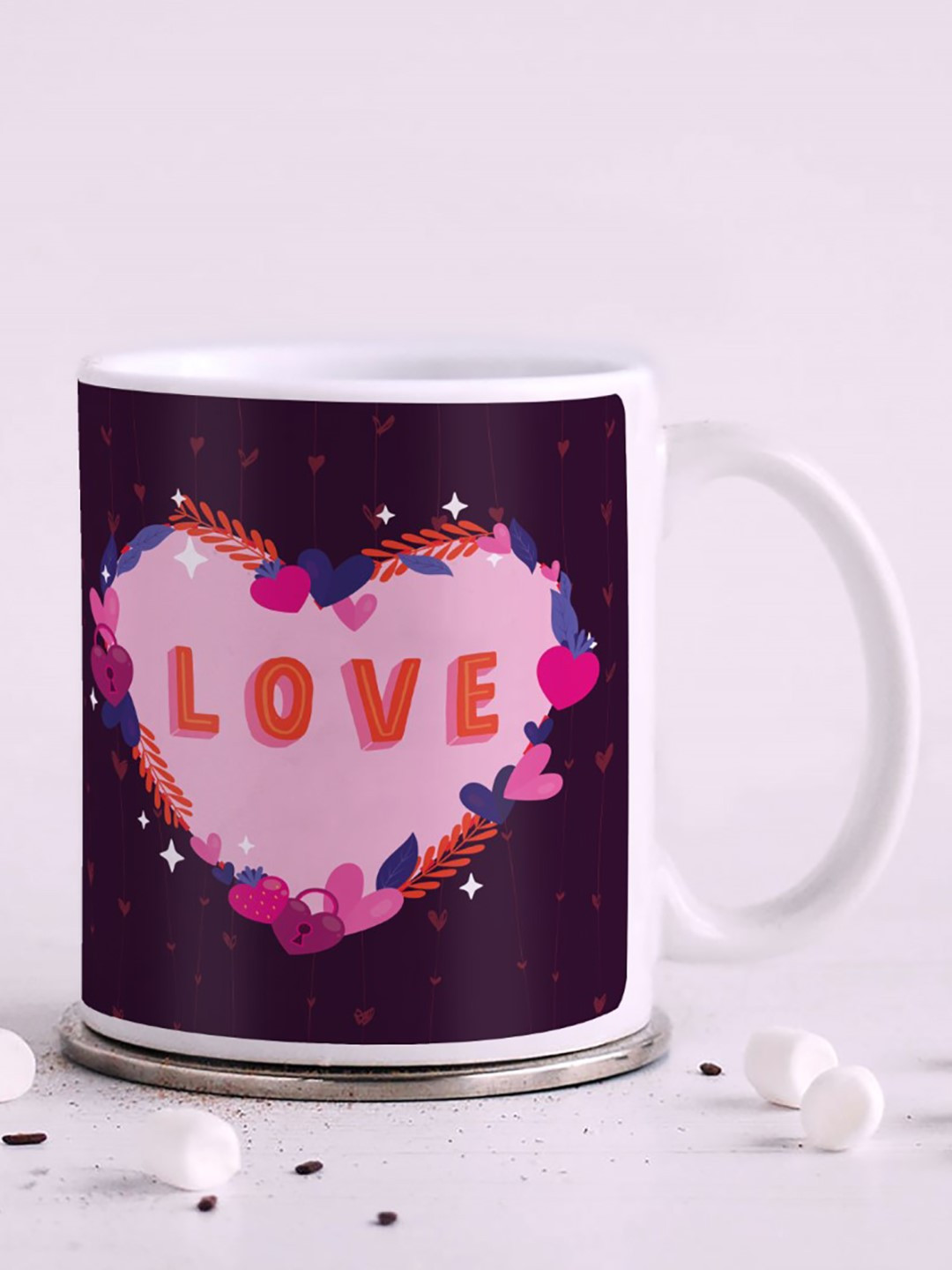Indigifts Purple Typography Ceramic Microwave Safe Mug-325ml