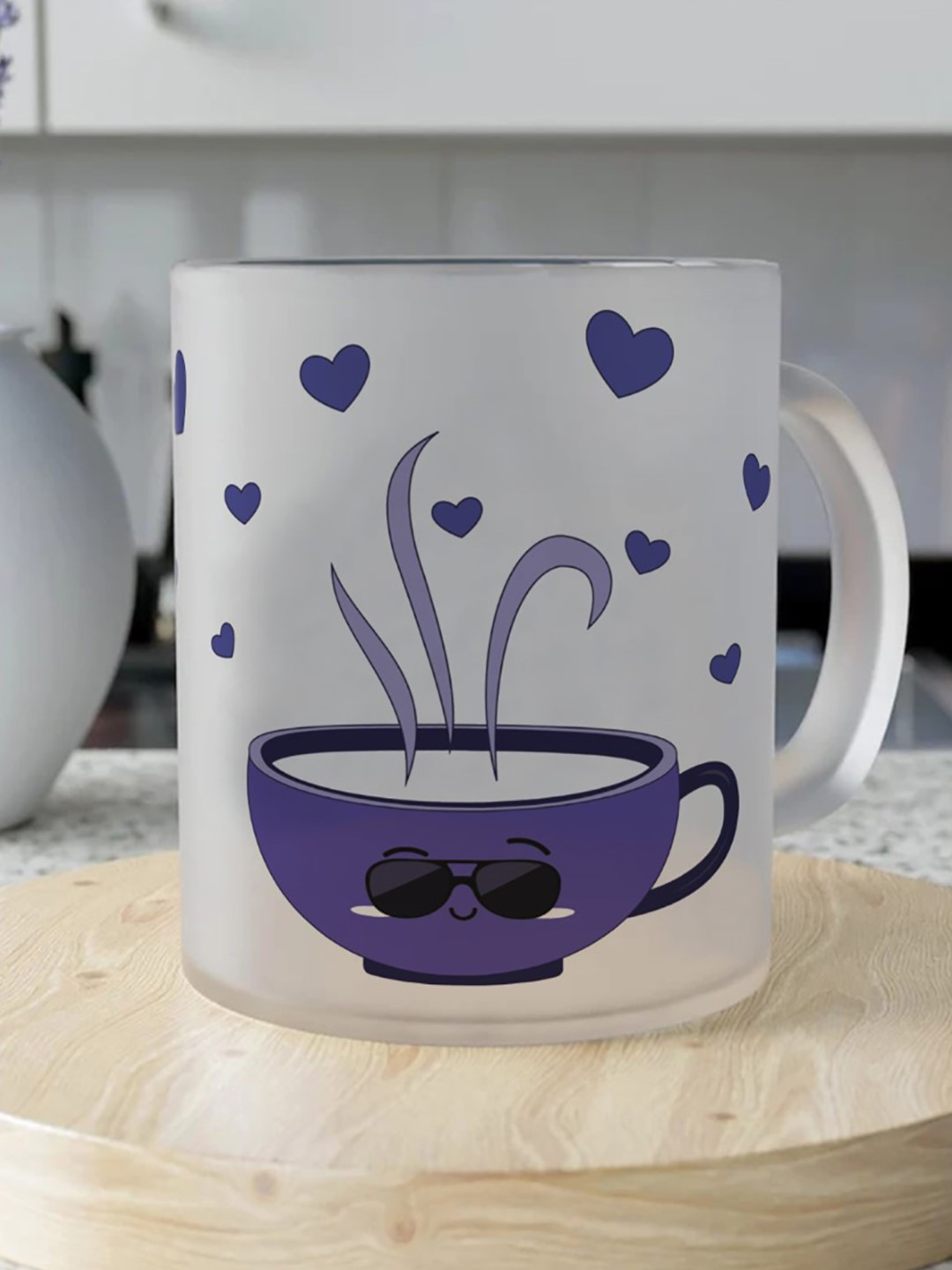 Indigifts Hudson Name Personalised White Graphic Glass Microwave Safe Mug-325ml