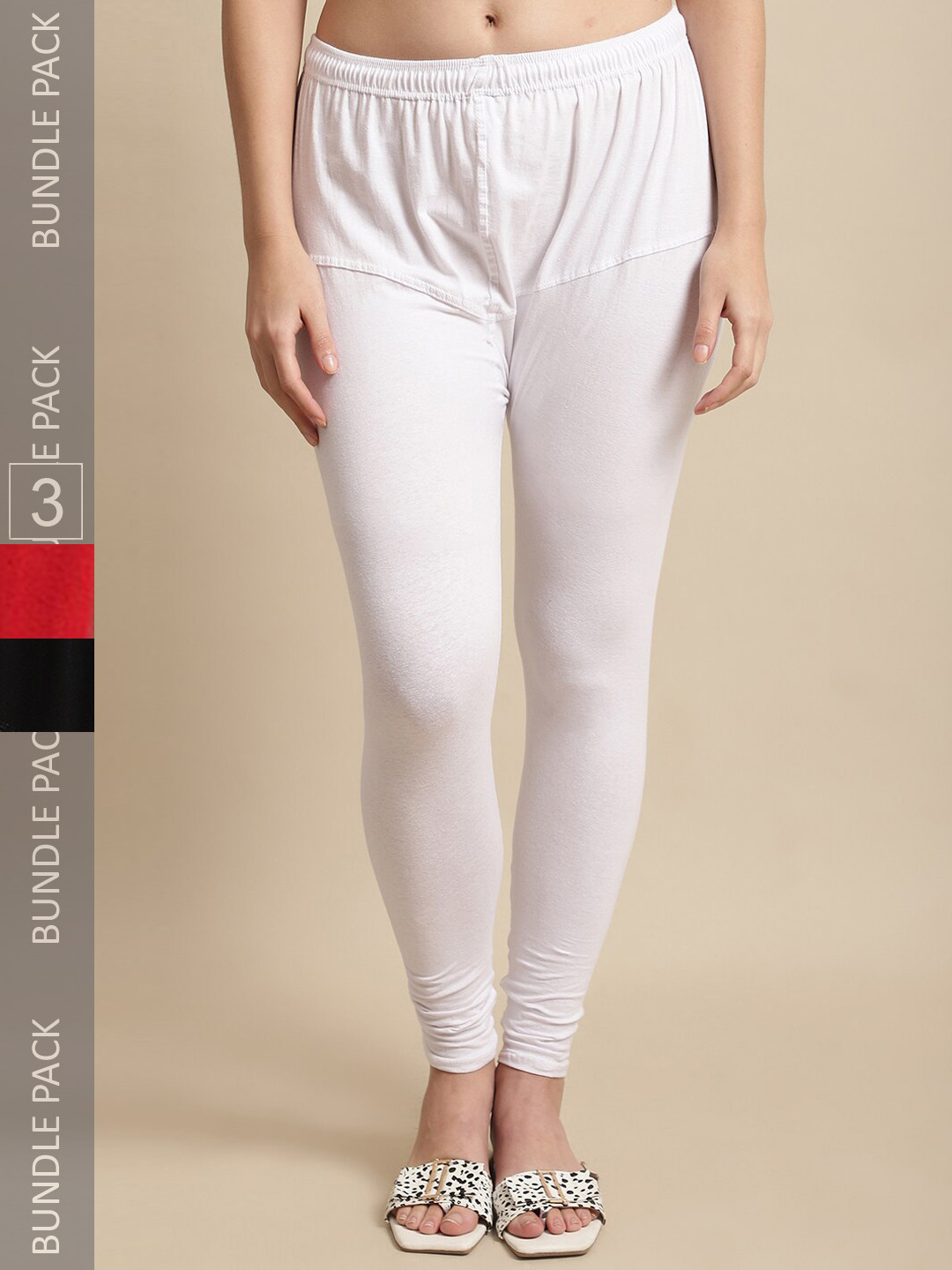 KEX Pack of 3 Churidar Length Cotton Lycra Leggings
