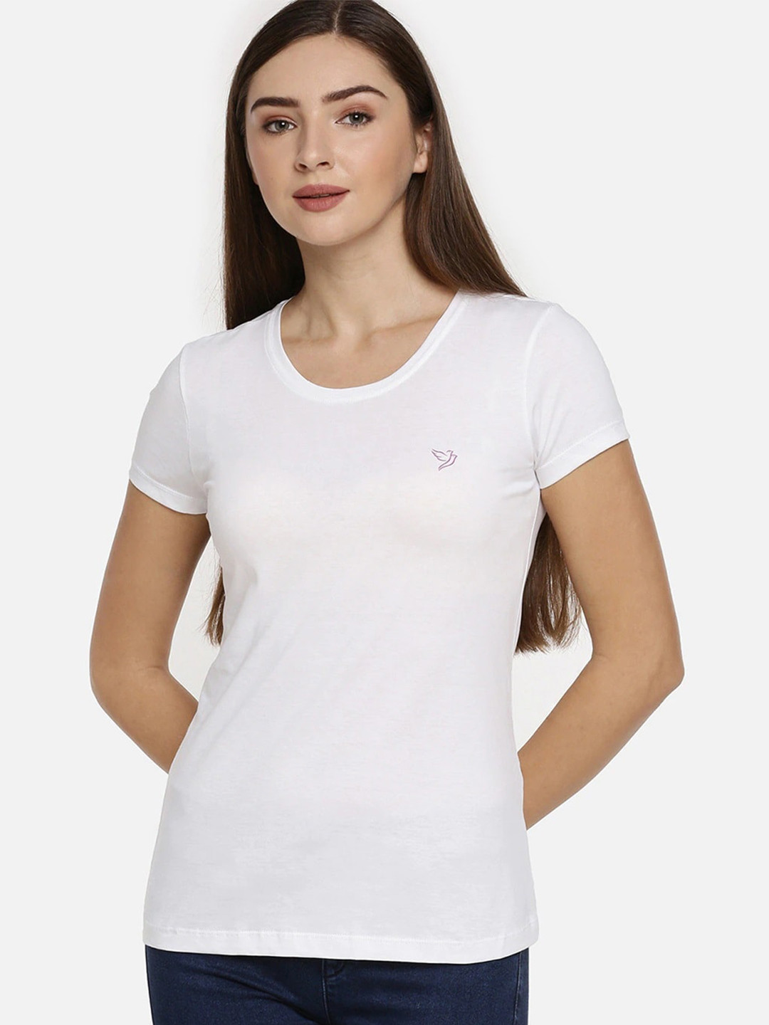 TWIN BIRDS Women Slim Fit Pure Cotton T-shirt