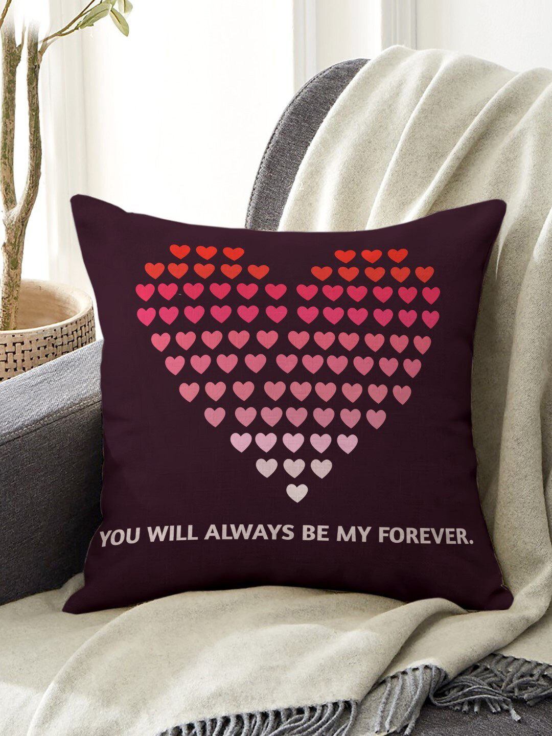 Indigifts Purple & Pink Printed Pre-Filled Cushion