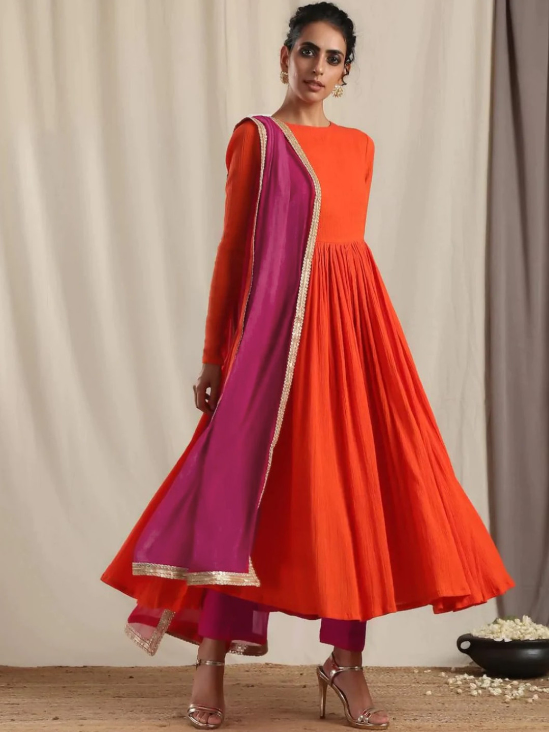 trueBrowns Women Kurta & Trousers With Dupatta