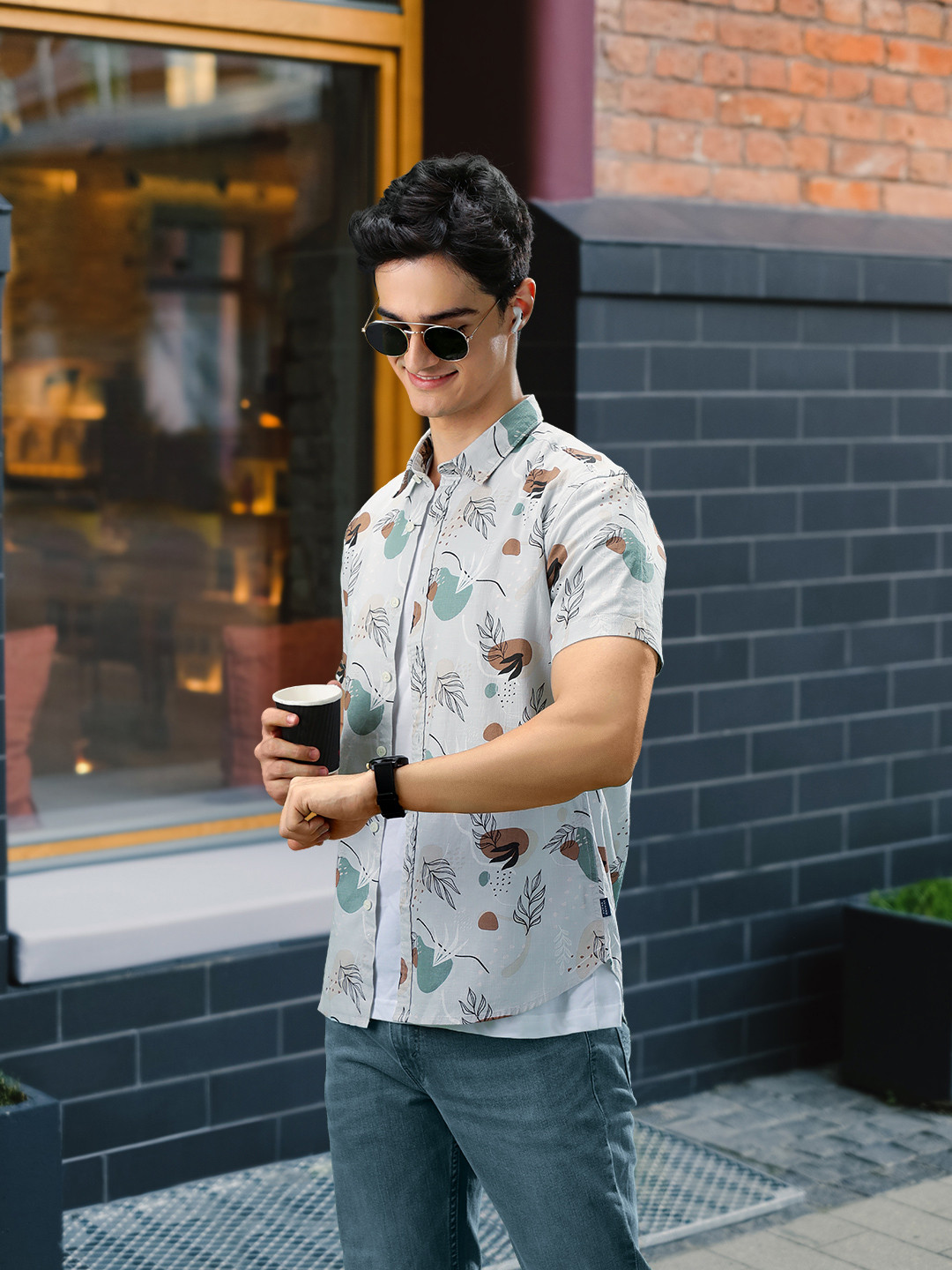 Flying Machine Abstract Print Vacation Shirt