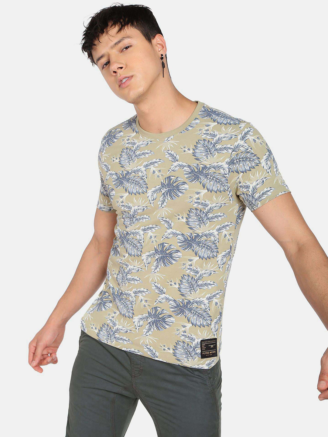 Flying Machine All Over Tropical Print T-Shirt