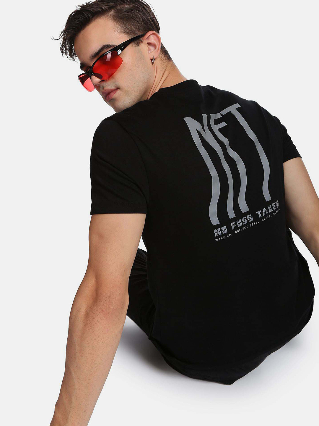 Flying Machine Graphic Print Cotton Slim Fit T-Shirt