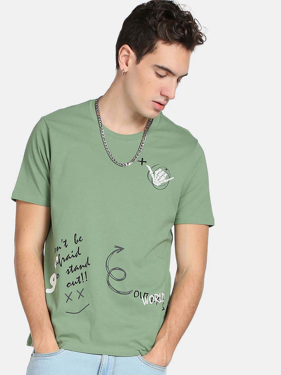 Flying Machine Graphic Print Glow In The Dark T-Shirt