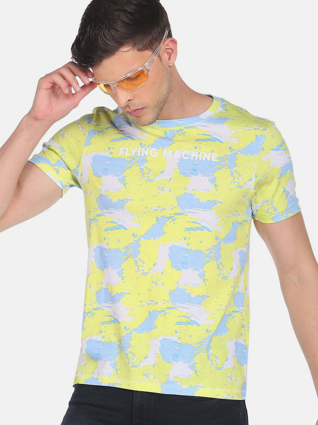 Flying Machine Logo Print Cotton T-Shirt