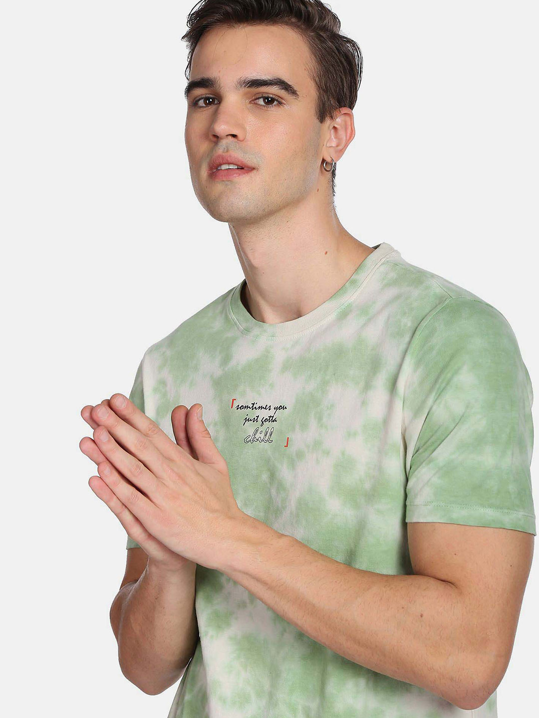 Flying Machine Tie And Dye Graphic Cotton T-Shirt