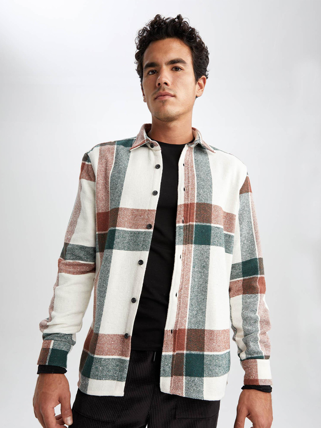 DeFacto Men Checked Regular Fit Long Sleeves Shacket