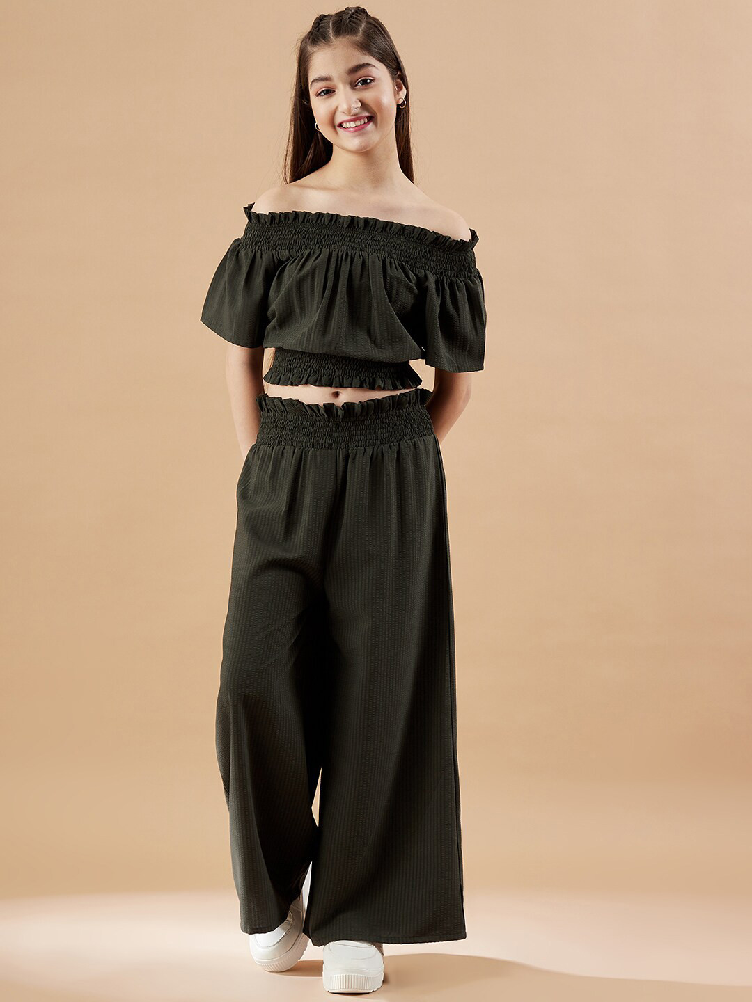 Cherry & Jerry Girls Off-Shoulder Top with Trousers
