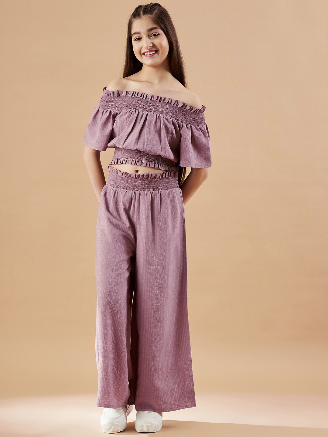 Cherry & Jerry Girls Off-Shoulder Top with Trousers Set