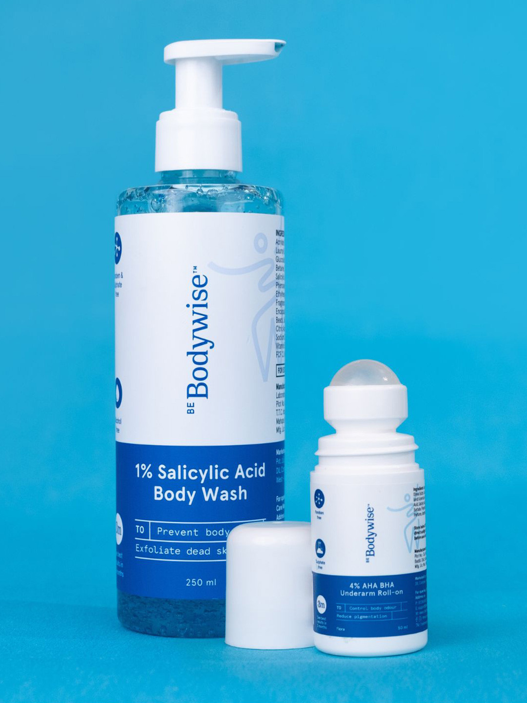 Be Bodywise Women 4% AHA BHA Underarm Roll On 50ml & 1% Salicylic Acid Body Wash 250 ml