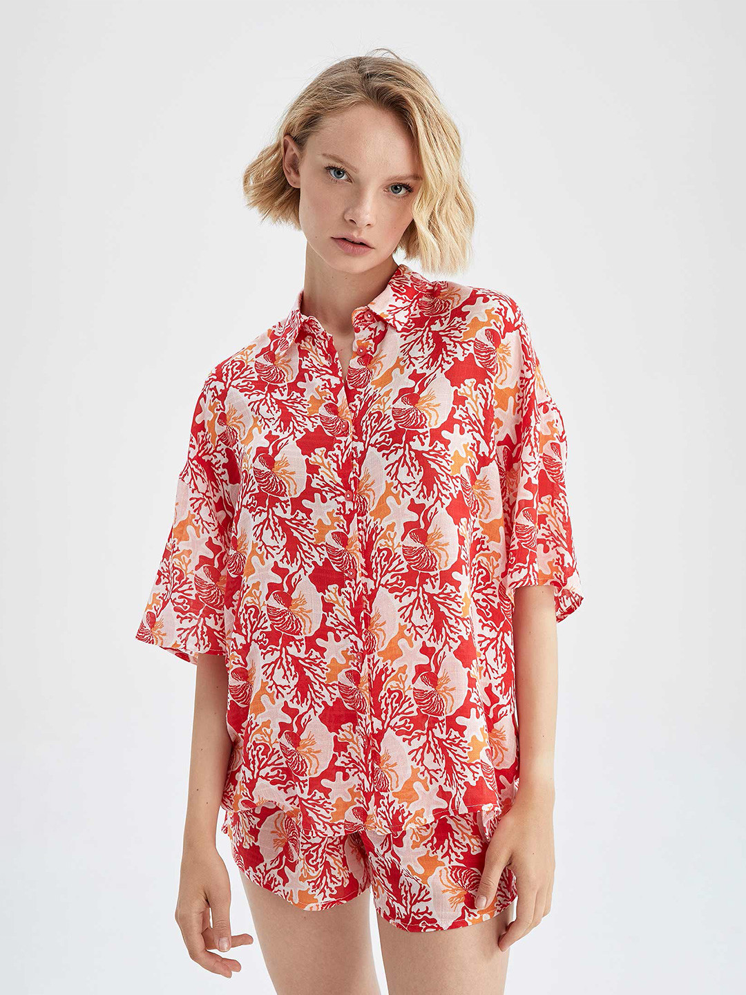 DeFacto Floral Print Shirt Style Top
