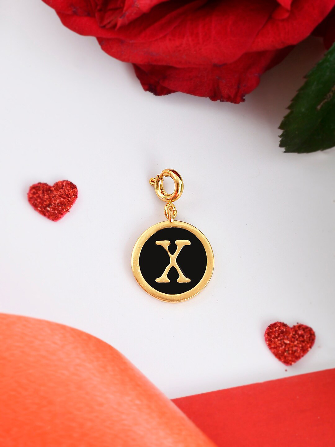 Voylla Gold-Plated Enamelled Valentines Day X Alphabet Charm