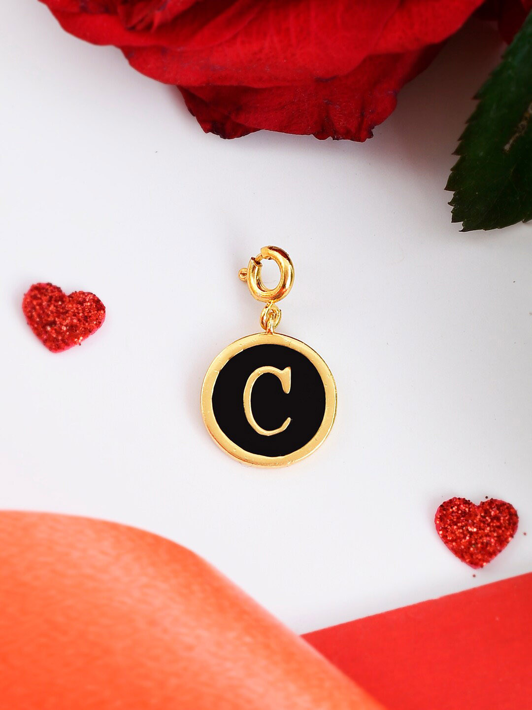 Voylla Gold-Plated Enamelled Valentines Day L Alphabet Charm