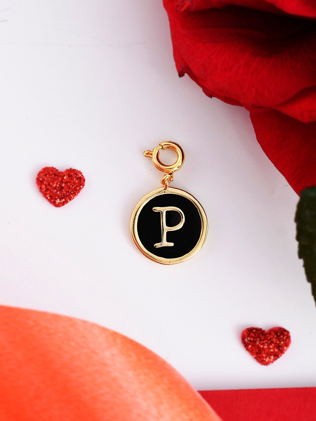 Voylla Gold-Plated Enamelled Valentines Day P Alphabet Charm