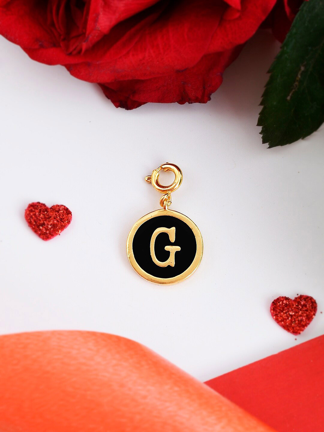 Voylla Gold-Plated Enamelled Valentines Day G Alphabet Charm