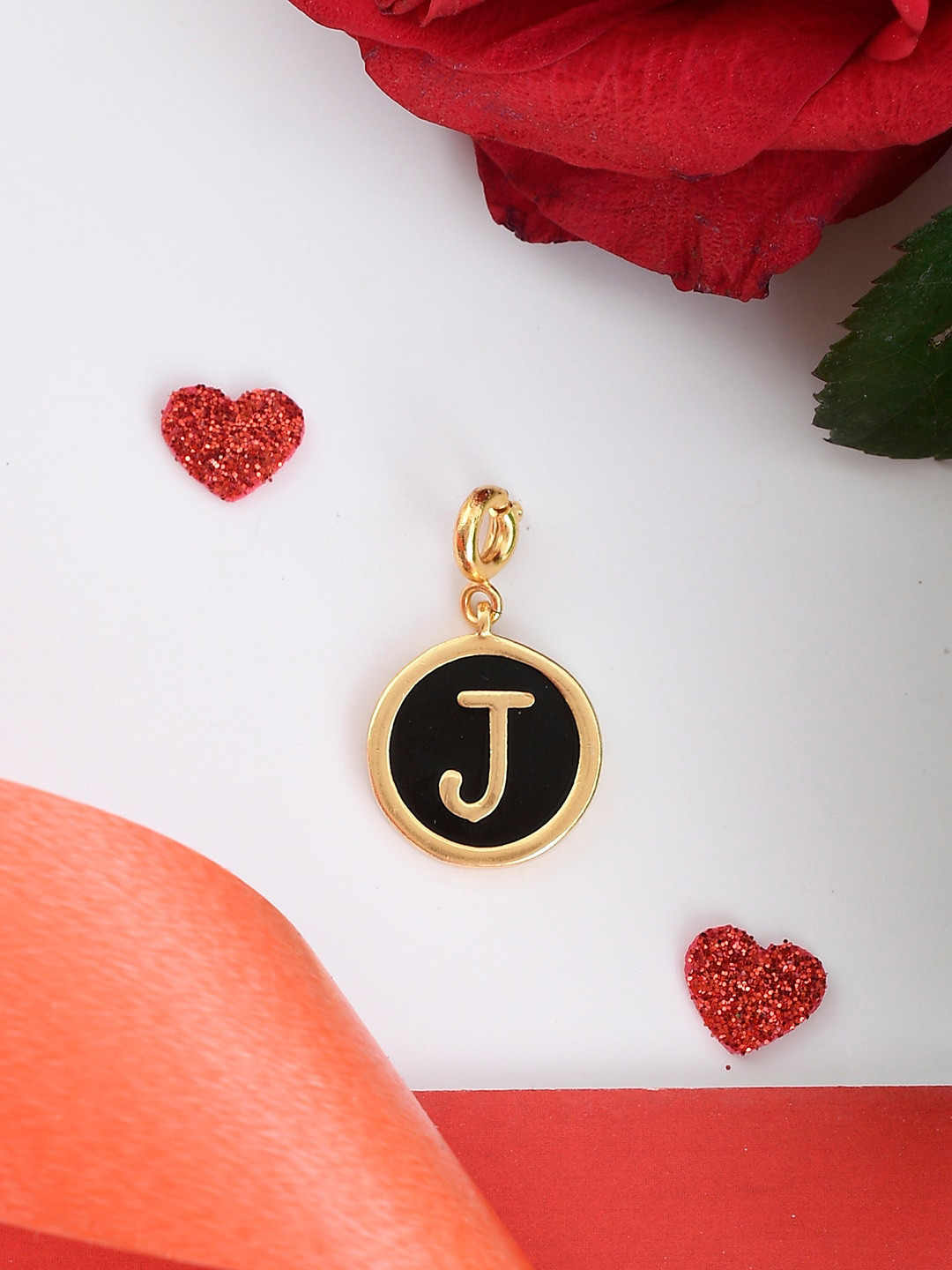 Voylla Gold-Plated Enamelled Valentines Day J Alphabet Charm