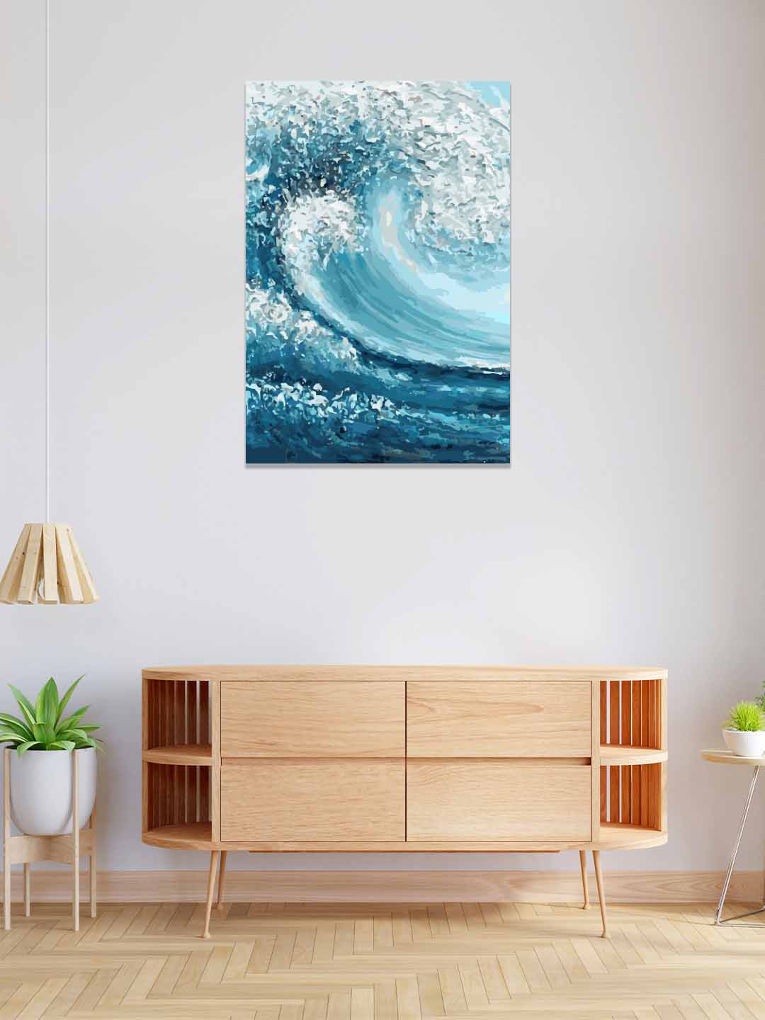 RANGOLI Blue and White Water Wave Painted Wall Art