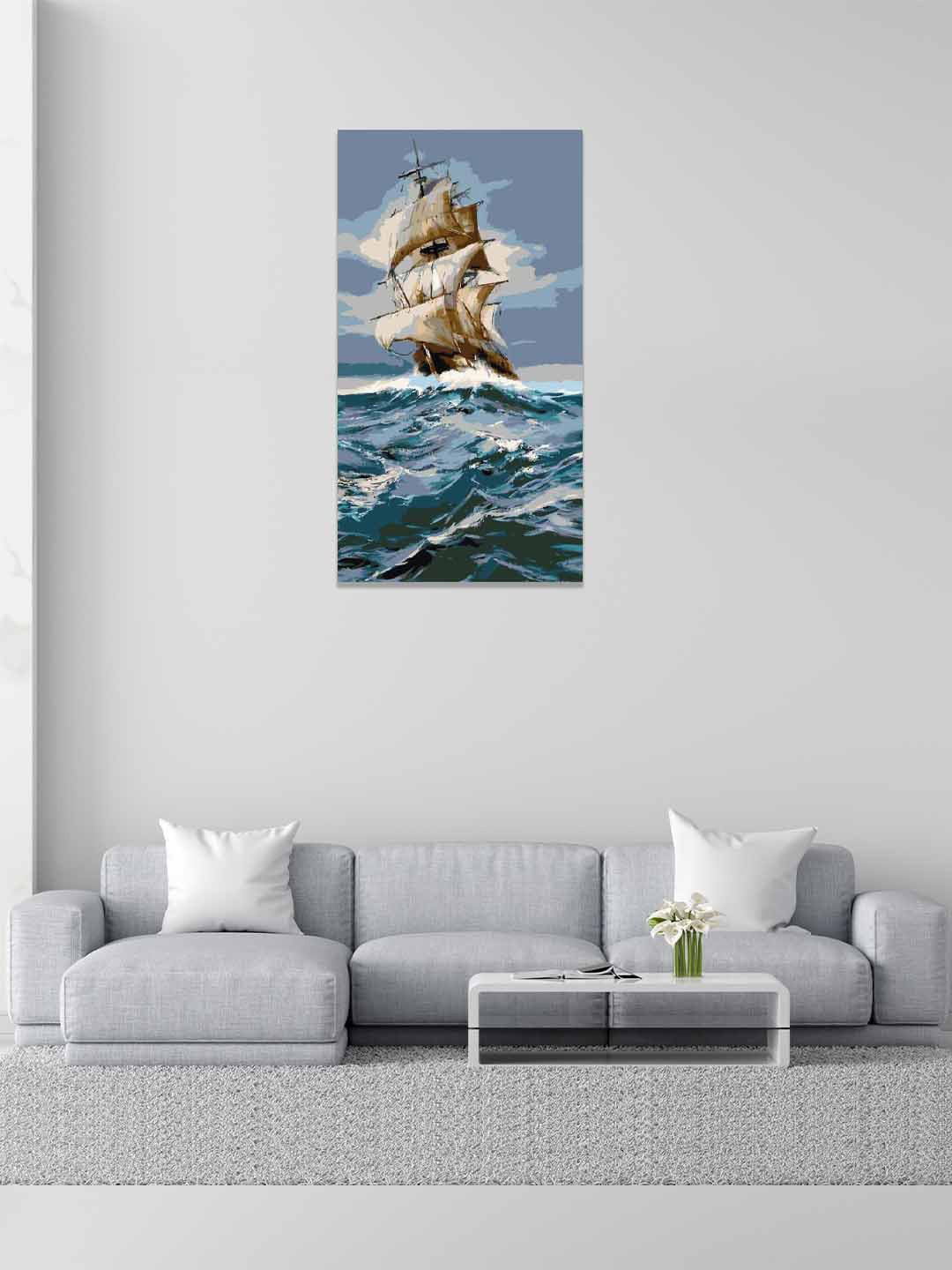 RANGOLI Blue Canvas Wall Living Room Rectangle Potrait Paintings Wall Art -18.11 x 12.20In