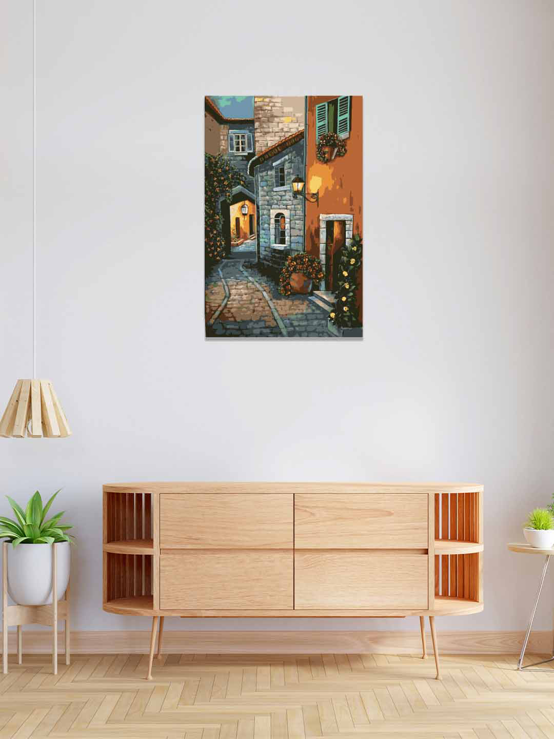 RANGOLI Grey & Brown Europian Streets Canvas Painting Wall Art