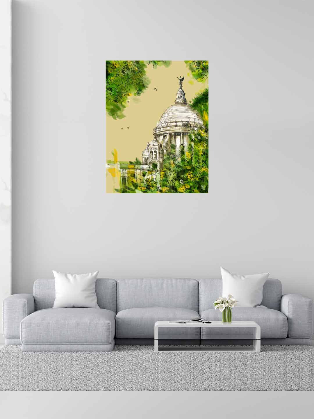 RANGOLI Green & Beige Victoria Memorial Wooden Wall Art
