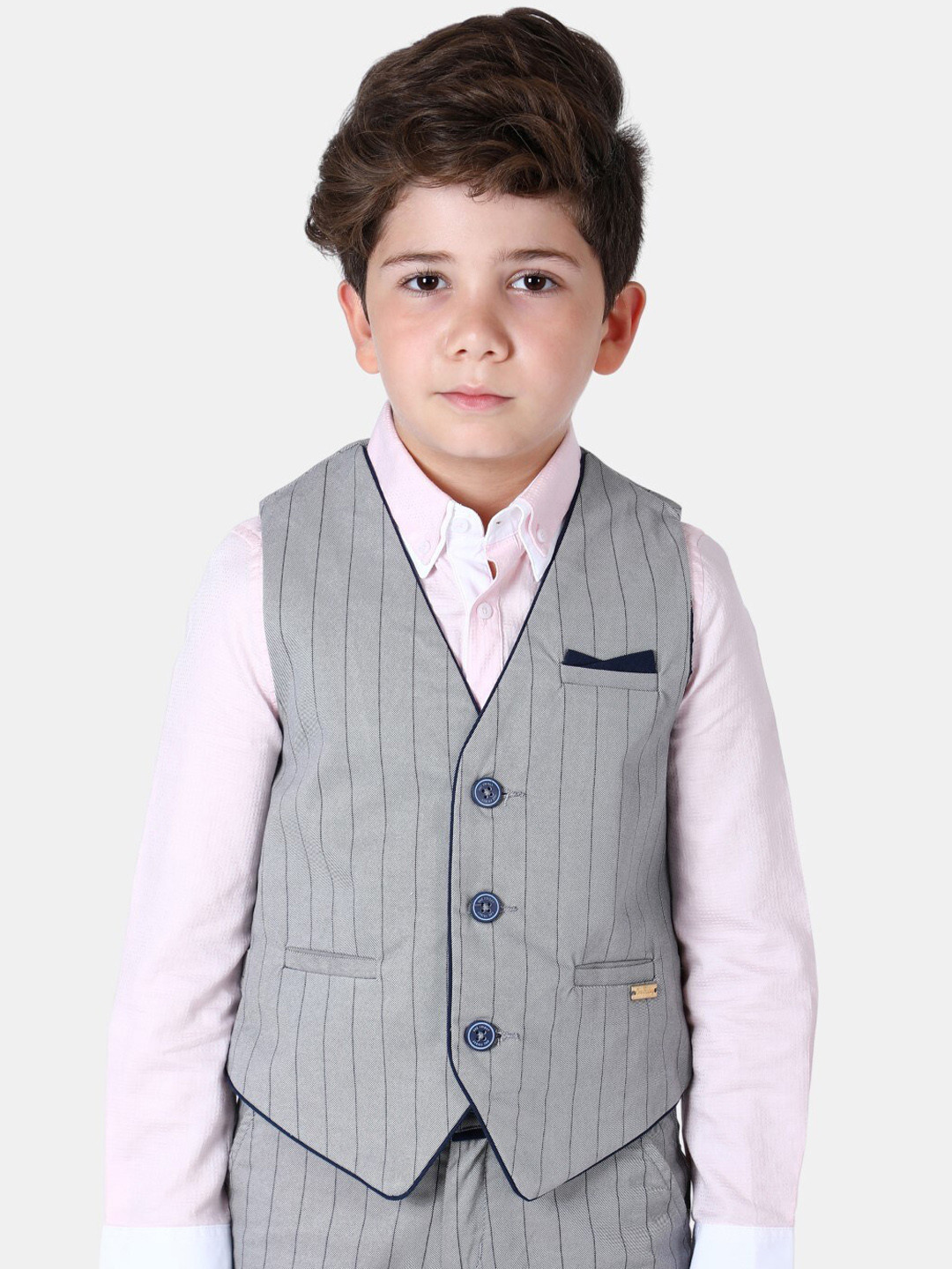 One Friday Infant Striped Woven Pure Cotton Formal Waistcoat