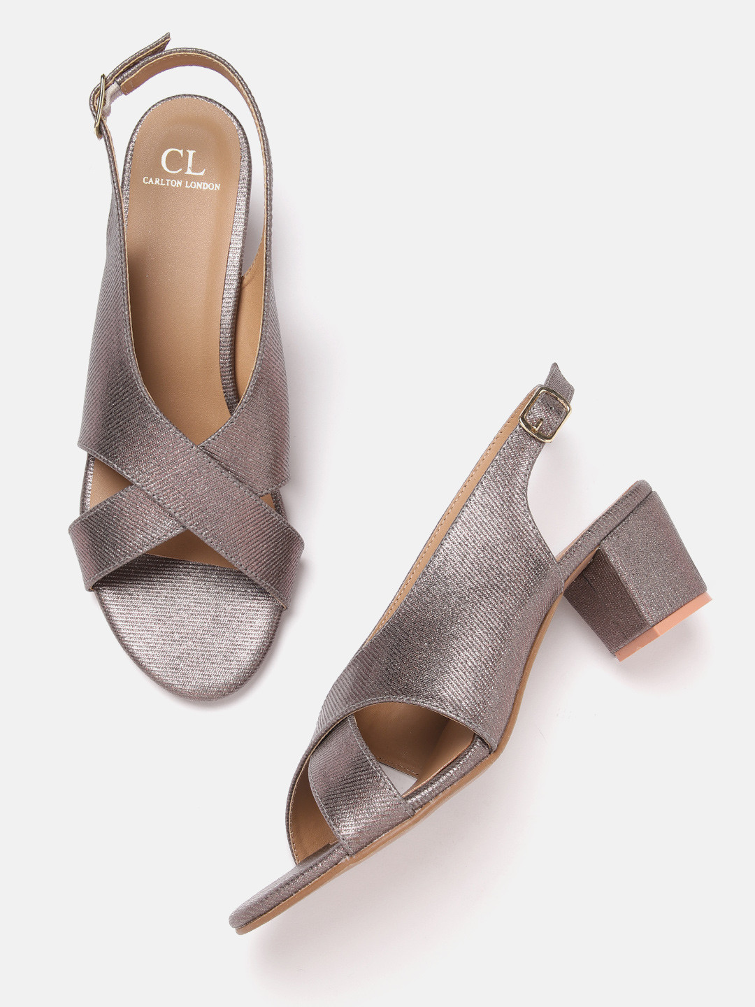 Carlton London Pinstriped Shimmer Block Heels